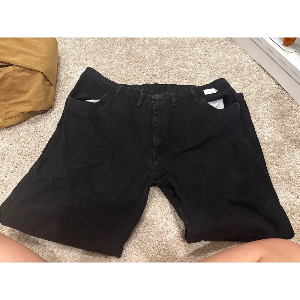 Rustler Mens Black Denim Jeans Straight Leg 100%‎ Cotton 44x30 E7621CB
